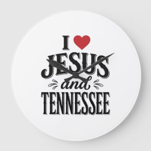 Ich liebe Jesus und Tennessee Vintage Christian De Große Wanduhr