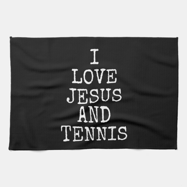 Ich Liebe Jesus und Tennis Teemaschine Geschenk Geschirrtuch (Horizontal)