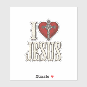 Ich liebe Jesus Vintage-Gravur Faith-Shirt-Design_ Aufkleber