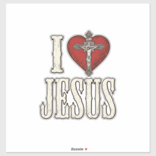 Ich liebe Jesus Vintage-Gravur Faith-Shirt-Design_ Aufkleber
