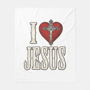 Ich liebe Jesus Vintage Gravur Faith Shirt Design_ Fleecedecke