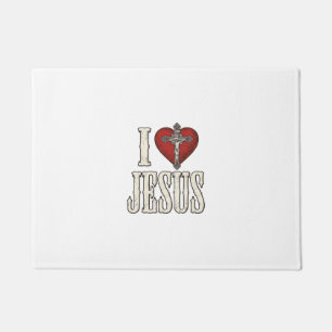 Ich liebe Jesus Vintage Gravur Faith Shirt Design_ Fußmatte
