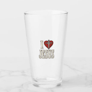 Ich liebe Jesus Vintage-Gravur Faith-Shirt-Design_ Glas