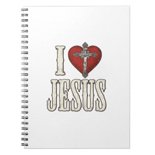 Ich liebe Jesus Vintage-Gravur Faith-Shirt-Design_ Notizblock