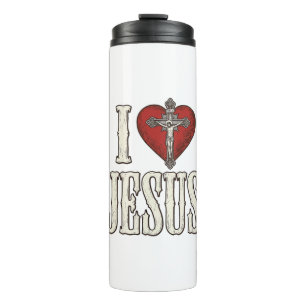 Ich liebe Jesus Vintage Gravur Faith Shirt Design_ Thermosbecher