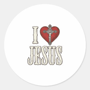 Ich liebe Jesus Vintage Gravur Glaubens-Shirt-Desi Runder Aufkleber