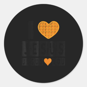 Ich liebe Jesus Waffel Herz Jesus liebt dich Lusti Runder Aufkleber