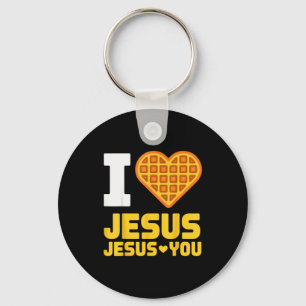 Ich liebe Jesus Waffel Herz Lustig Christliches Fr Schlüsselanhänger