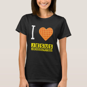 Ich liebe Jesus Waffel Herz Lustig Christliches Fr T-Shirt
