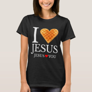 Ich liebe Jesus Waffel Herz Lustiger Christlicher T-Shirt