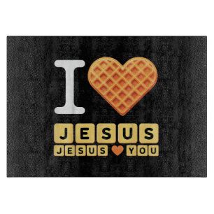 Ich liebe Jesus Waffel Herz Schneidebrett
