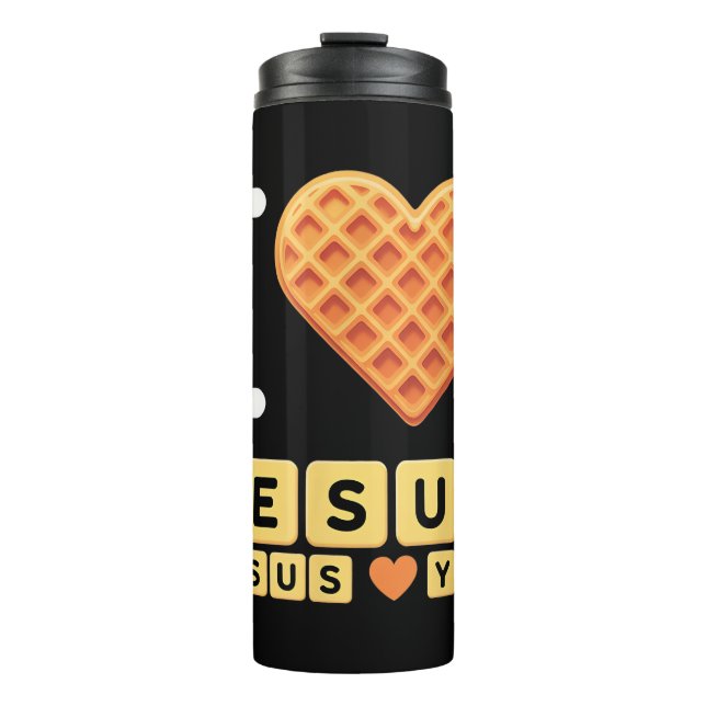 Ich liebe Jesus Waffel Herz Thermosbecher (Vorderseite)