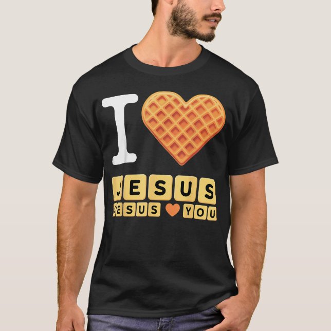 Ich liebe Jesus Waffel T-Shirt (Vorderseite)