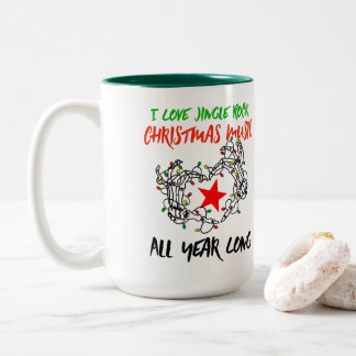 Ich Liebe Jingle Rock Weihnachtsmusik das ganze Ja Zweifarbige Tasse