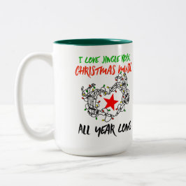 Ich Liebe Jingle Rock Weihnachtsmusik das ganze Ja Zweifarbige Tasse