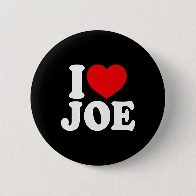 Ich liebe Joe, ich liebe Joe Name, rotes Herz Vale Button (Vorderseite)