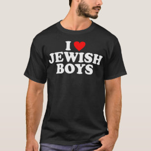Ich liebe jüdische Jungen Rotes Herz Chanukka Männ T-Shirt