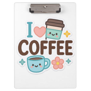 Ich liebe Kaffee Cute Kawaii Aufkleber – Süßer Kaf Klemmbrett