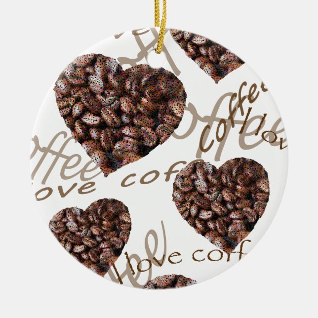 "Ich Liebe Kaffee!" Keramik Ornament (Vorne)