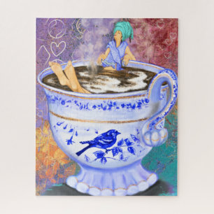 Ich liebe Kaffee Mädchen Fantasy-Puzzle-Malerei Puzzle