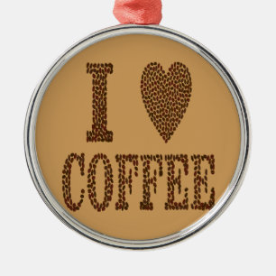 Ich liebe Kaffee Silbernes Ornament