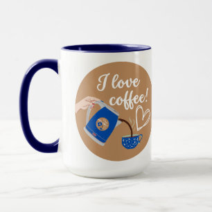 "Ich Liebe Kaffee!" Tasse, Navy Blue Handle & Inte Tasse