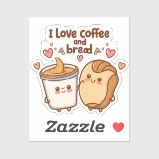 Ich Liebe Kaffee und Brot Geschenk für Kaffee Love Aufkleber