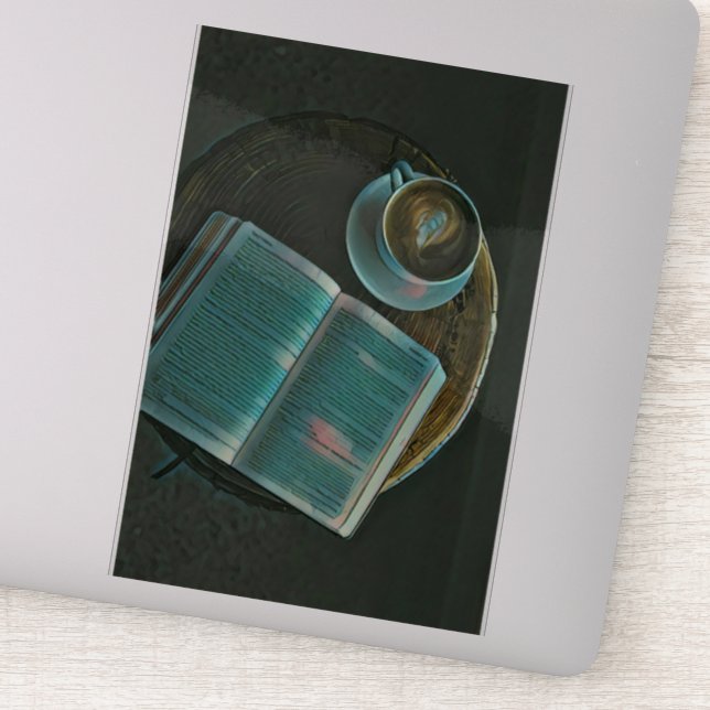 Ich Liebe Kaffee und Bücher Aufkleber (Detail)