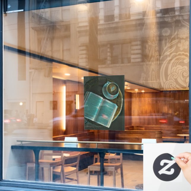 Ich Liebe Kaffee und Bücher Fensteraufkleber (Café-Fenster)