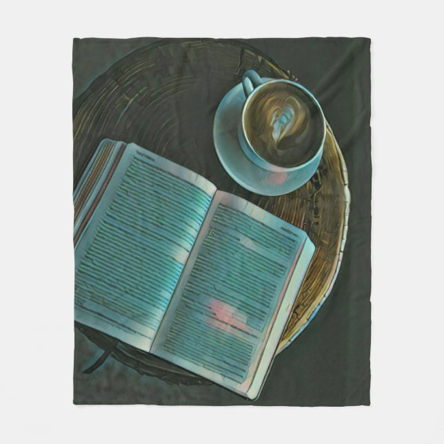 Ich Liebe Kaffee und Bücher Fleecedecke (Vorderseite)