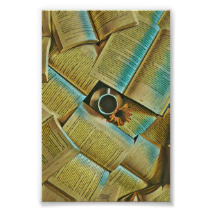 Ich Liebe Kaffee und Bücher Fotodruck