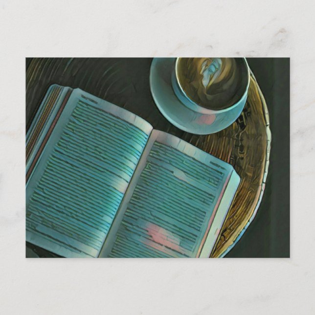 Ich Liebe Kaffee und Bücher Postkarte (Vorderseite)