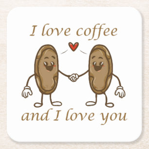 Ich Liebe Kaffee und ich Liebe Sie Rechteckiger Pappuntersetzer
