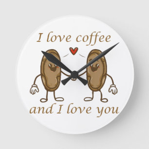 Ich Liebe Kaffee und ich Liebe Sie Runde Wanduhr