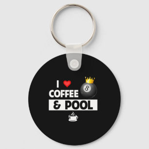 Ich Liebe Kaffee und Pool-Stick 8 Ball Tasche Bill Schlüsselanhänger