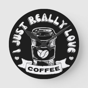 Ich liebe Kaffee wirklich sehr Runde Wanduhr