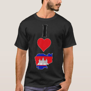 Ich liebe Kambodscha Vertikal I Herz Landesflagge T-Shirt