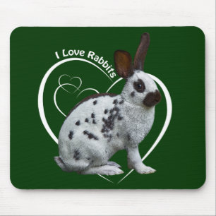 Ich liebe Kaninchen-Mauspad (Dunkelgrün) Mousepad