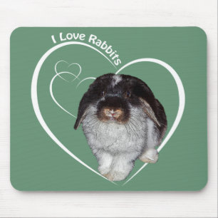 Ich liebe Kaninchen-Mousepad (Grün) Mousepad
