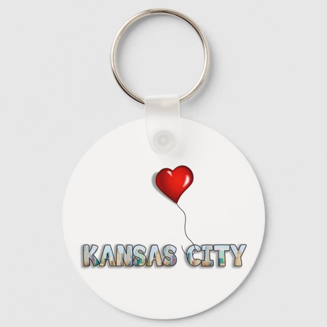 Ich Liebe Kansas City mit KC Skyline Inside Letter Schlüsselanhänger (Vorderseite)