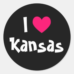 Ich liebe Kansas Runder Aufkleber