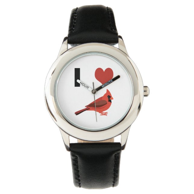 Ich liebe Kardinäle Armbanduhr (Vorderseite)