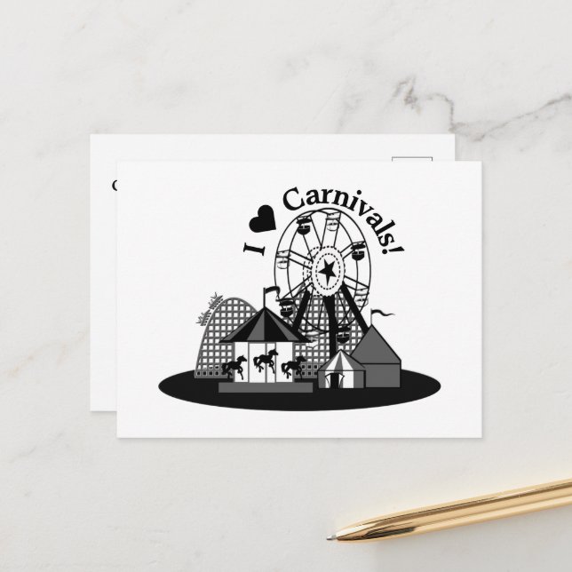 Ich liebe Karneval! Postkarte (Vorderseite/Rückseite Beispiel)