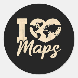 Ich liebe Karten, Geografie Runder Aufkleber