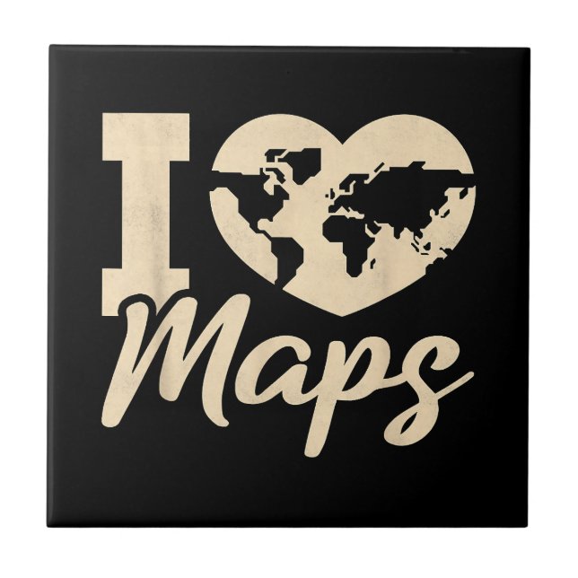 Ich liebe Karten, Geographie Fliese (Vorderseite)