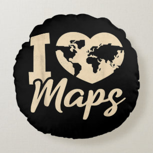 Ich liebe Karten, Geographie Rundes Kissen