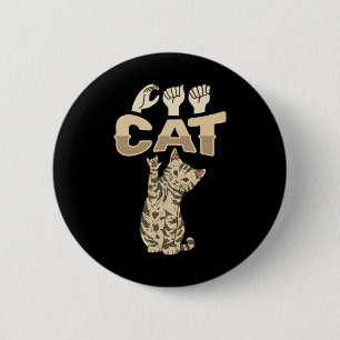 Ich liebe Katze ASL-Handgeste Gehörloser Hörverlus Button
