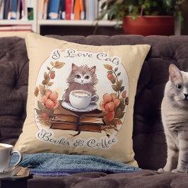 Ich Liebe Katzen, Bücher und Kaffee Kissen