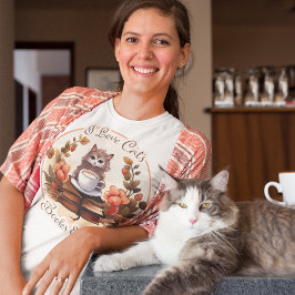 Ich Liebe Katzen, Bücher und Kaffee T-Shirt