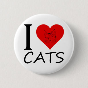 Ich liebe Katzen Button